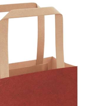 Red Paper Bags with Handles - 50 pcs Durable & Recyclable