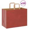 Red Paper Bags with Handles - 50 pcs | Eco-Friendly 32x17x25 cm