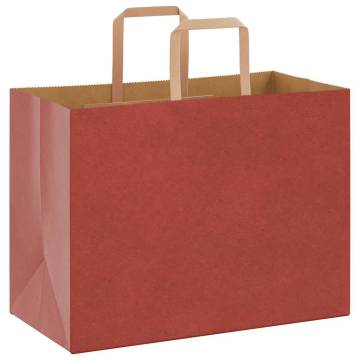 Red Paper Bags with Handles - 50 pcs | Eco-Friendly 32x17x25 cm