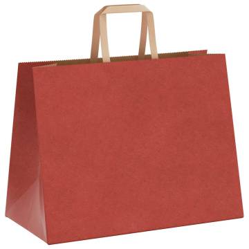 Red Paper Bags with Handles - 50 pcs | Eco-Friendly 32x17x25 cm