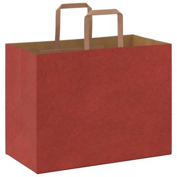 Red Paper Bags with Handles - 50 pcs | Eco-Friendly 32x17x25 cm