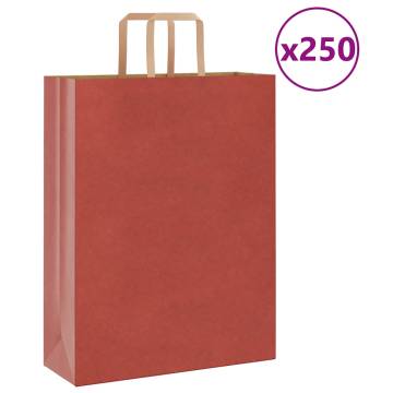 Red Paper Bags with Handles - 250 pcs | HipoMarket UK