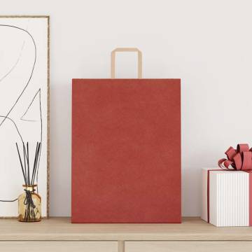 Red Paper Bags with Handles - 250 pcs | HipoMarket UK