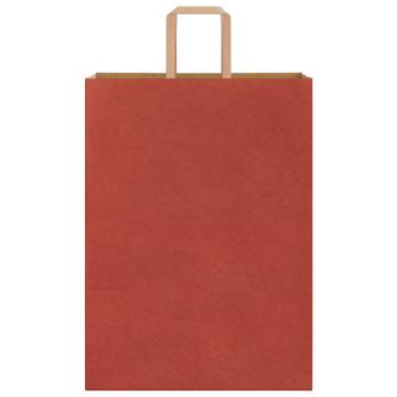 250 Paper Bags with Handles - Red Kraft - Eco-Friendly Packaging