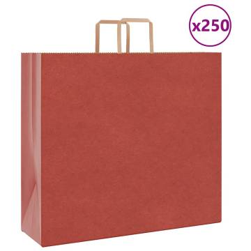 Red Paper Bags with Handles - 250 pcs | HipoMarket UK