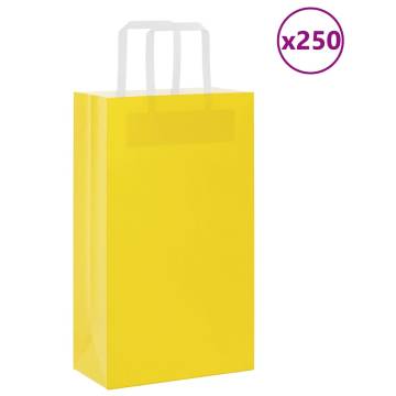 250 Yellow Paper Bags with Handles - Eco-Friendly & Durable