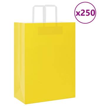 Yellow Paper Bags with Handles - 250 pcs - Eco-Friendly Choice