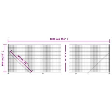 Wire Mesh Fence with Flange Green 1.4x10 m - Durable & Secure