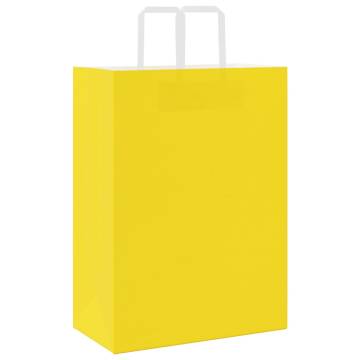 Yellow Paper Bags with Handles - 250 pcs - Eco-Friendly Choice