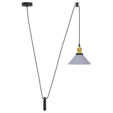 Adjustable E27 Pendant Lamp - Gloss Grey 22 cm - Vintage Style