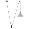 Adjustable E27 Pendant Lamp - Gloss Grey 22 cm - Vintage Style