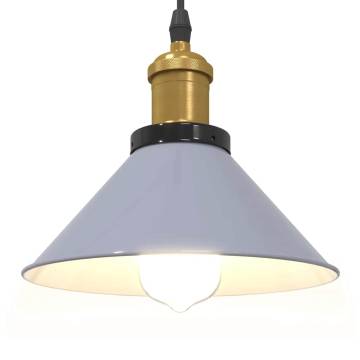 Adjustable E27 Pendant Lamp - Gloss Grey 22 cm - Vintage Style