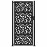 Elegant Black Steel Garden Gate 105x205 cm - Leaf Design