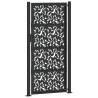 Elegant Black Steel Garden Gate 105x205 cm - Leaf Design