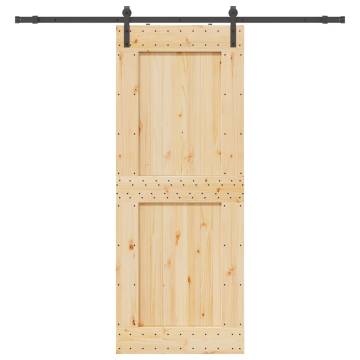 Sliding Door with Hardware Set - Solid Pine Wood 90x210 cm