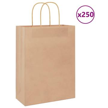 Buy Brown Paper Bags with Handles - 250 pcs - Eco-Friendly