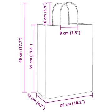 Buy Brown Paper Bags with Handles - 250 pcs - Eco-Friendly