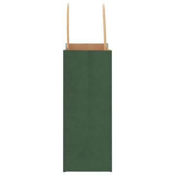 Paper Bags with Handles - 50 Pcs Green 15x8x21 cm | HipoMarket