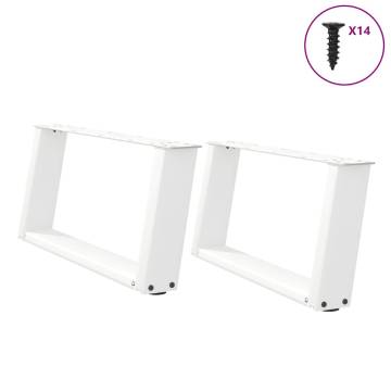 U-Shaped Coffee Table Legs - White Steel 2 pcs | HipoMarket