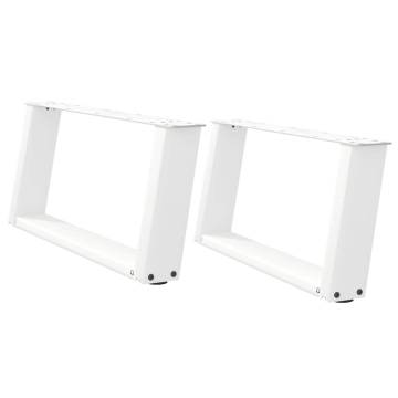 U-Shaped Coffee Table Legs - White Steel 2 pcs | HipoMarket