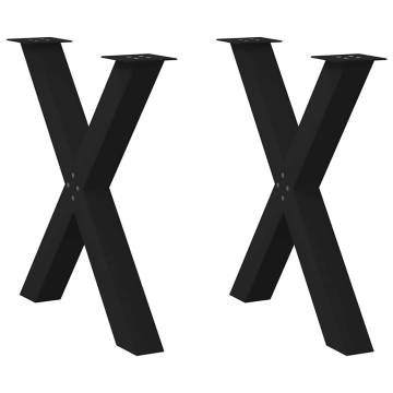 X-Shaped Dining Table Legs - Black Steel (2 pcs) 70 cm