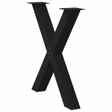 X-Shaped Dining Table Legs - Black Steel (2 pcs) 70 cm