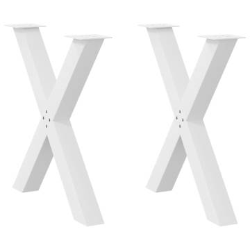 X-Shaped Dining Table Legs - 2 pcs White Steel 80x(72-73) cm