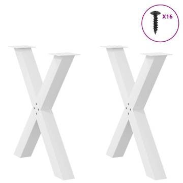 X-Shaped Dining Table Legs - 2 pcs White Steel 80x(72-73) cm