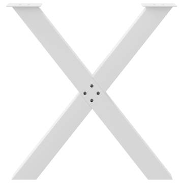 X-Shaped Dining Table Legs - 2 pcs White Steel 80x(72-73) cm