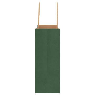 250 Green Paper Bags with Handles - Eco-Friendly & Durable