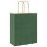 250 Green Paper Bags with Handles - Eco-Friendly & Durable