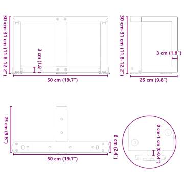 Stylish T-Shaped Coffee Table Legs - White Steel (2 pcs)