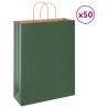 Durable Green Paper Bags with Handles - 50 pcs | Hipomarket