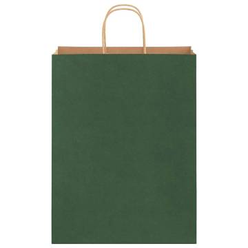 Durable Green Paper Bags with Handles - 50 pcs | Hipomarket