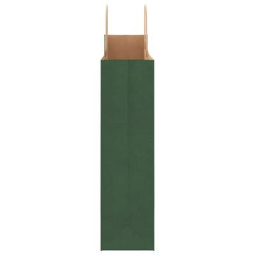 Durable Green Paper Bags with Handles - 50 pcs | Hipomarket