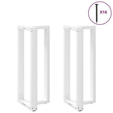 Bar Table Legs T-Shaped - 2 pcs White Steel | Hipomarket