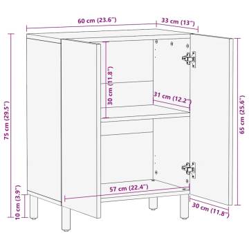 Elegant Brown Mango Wood Sideboard - 60x33x75 cm