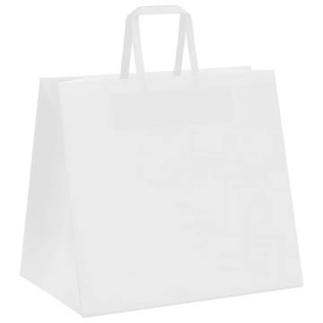 250 White Paper Bags with Handles - Sustainable & Durable