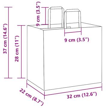 250 White Paper Bags with Handles - Sustainable & Durable