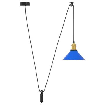 Height Adjustable Pendant Lamp E27 Gloss Dark Blue - 22 cm