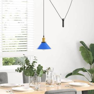 Height Adjustable Pendant Lamp E27 Gloss Dark Blue - 22 cm