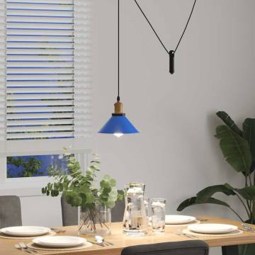 Height Adjustable Pendant Lamp E27 Gloss Dark Blue - 22 cm