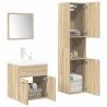  4 Piece Bathroom Furniture Set Sonoma Oak Engineered Wood Colour sonoma oak Size 41 x 38.5 x 46 cm Number of 1 