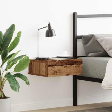 Floating Nightstand Old Wood - Space-Saving Storage Solution