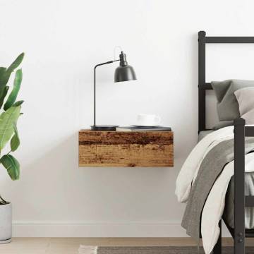 Floating Nightstand Old Wood - Space-Saving Storage Solution