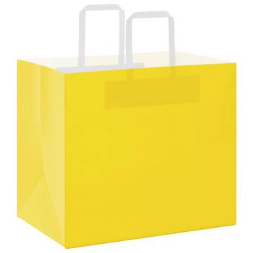 50 Yellow Paper Bags with Handles - Eco-Friendly & Durable