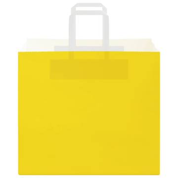 50 Yellow Paper Bags with Handles - Eco-Friendly & Durable