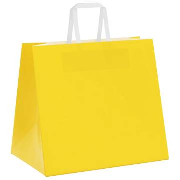 50 Yellow Paper Bags with Handles - Eco-Friendly & Durable