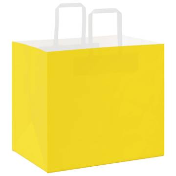 50 Yellow Paper Bags with Handles - Eco-Friendly & Durable