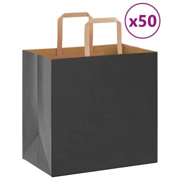 Buy 50 Black Paper Bags with Handles - Durable & Recyclable